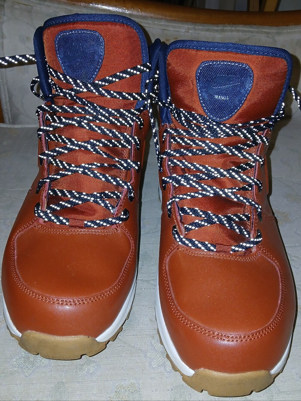 Nike Men's Rust Orange and Navy Hiking Boots